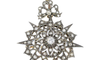 A late 19th century silver and gold old and rose-cut diamond pendant.
