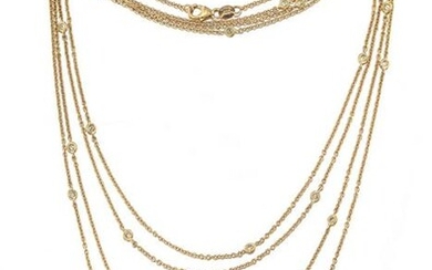A long diamond collet chain necklace