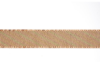 A mid 20th century 15ct tri-colour gold mesh-link bracelet, ...