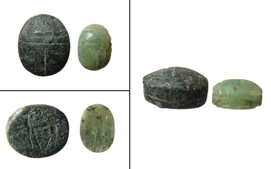 A pair ancient stone scarabs