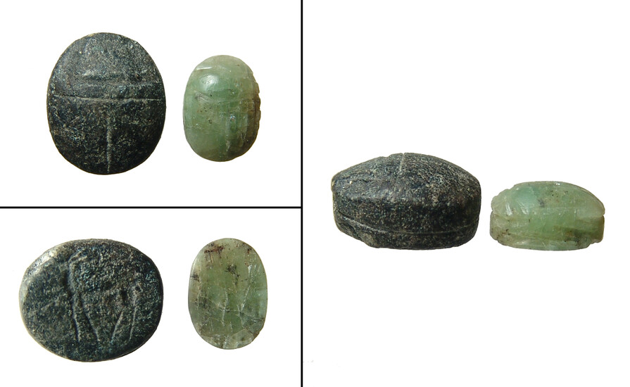 A pair ancient stone scarabs
