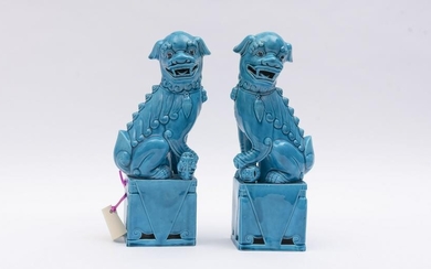 A pair of Chinese turquoise glazed Foo-dogs, 20th