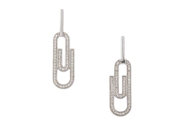 A pair of ‘Satellite of Love’ white gold and diamond paperclip earrings, by Frankiel