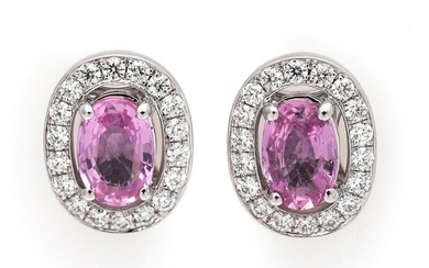 NOT SOLD. A pair of ear studs each set with a pink sapphire encircled by numerous diamonds, mounted in 18k white gold. E/VVS. (2) – Bruun Rasmussen Auctioneers of Fine Art
