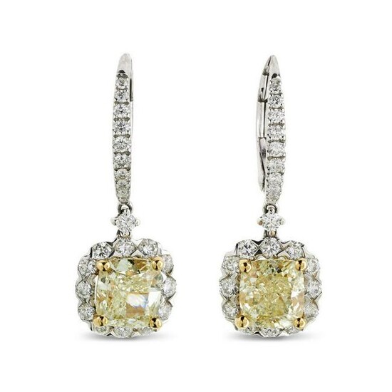 A pair of halo diamond Drop Earrings 2.49ct NATURAL