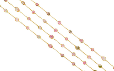 A pair of rose-cut tourmaline station necklaces