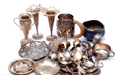 A parcel lot of assorted foreign and continental silver and ...