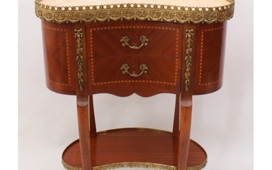 A reproduction Louis XVI style inlaid mahogany, gilt-metal a...