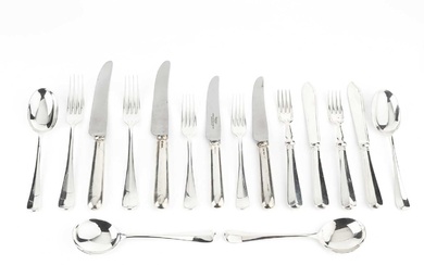 A service of silver Hanoverian pattern flatware, comprising 8 table...