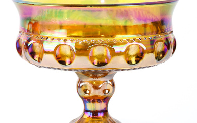 A vintage Indiana Glass (USA) marigold carnival compote or candy...
