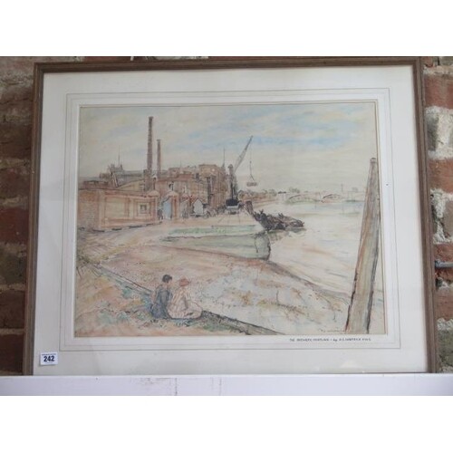 A watercolour of Mortlake Brewery by Archibald Standish Hart...