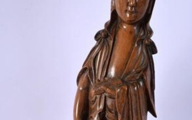 AN 18TH/19TH CENTURY CHINESE CARVED HARDWOOD FIGURE OF