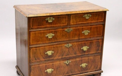 AN EARLY 18TH CENTURY WALNUT STRAIGHT FRONT CHEST, of