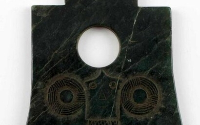 ANCIENT CHINESE JADE AXE FORM ENGRAVED FACE