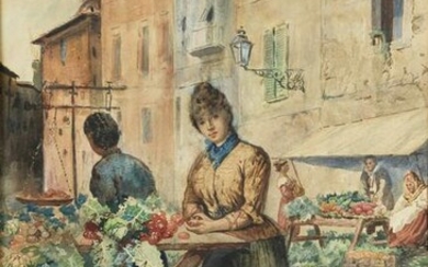 ANGELO INGANNI City view with greengrocers.