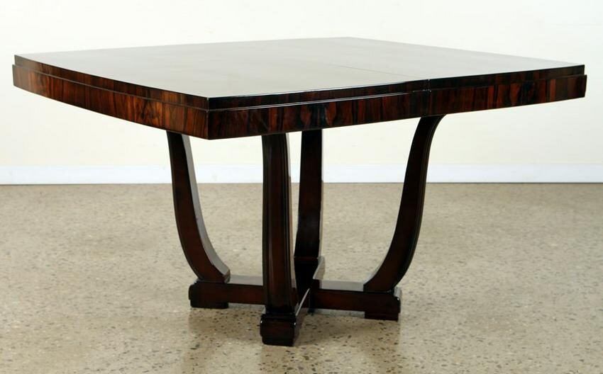 ART DECO ROSEWOOD DINING TABLE SHAPED LEGS 1930