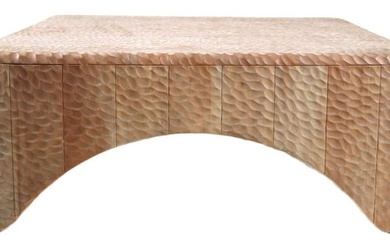 ATRUMED MAHOGANY WOOD SCULPTED SQUARE COFFEE TABLE