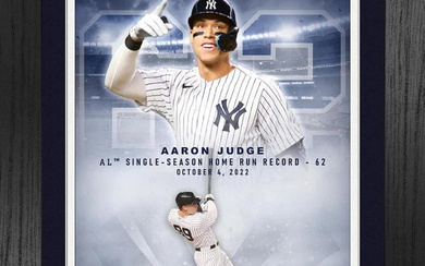 Aaron Judge LE American League 62 Home-Run Record Commemorative Custom Framed Photo with Silver Plated Coin