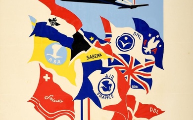 Advertising Poster Lissone Lindeman Airline Travel Agency Vliegpassages Aviation....