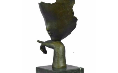 After Dali, Female Face Abstract Bronze Sculpture