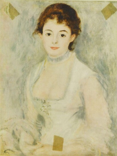 After Pierre-Auguste Renoir, French 1841-1919- Madame Henriot; offset lithograph, signed within the plate, 25.5 x 19 cm: together with five further offset lithographs, two after Maurice Utrillo and three after Toulouse Lautrec (6)