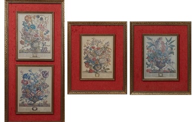After Pieter Casteels III (Flemish/London, 1684-1749), Four Vintage Hand-Colored Engravings after