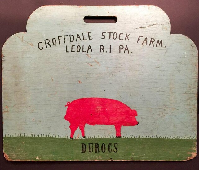 Agricultural Fair Pig Farm Trade Sign, c 1920