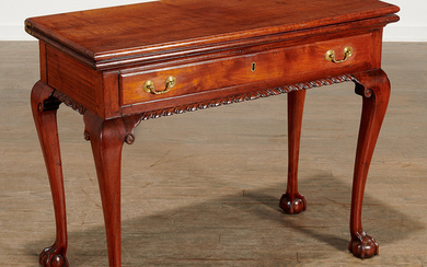 American Chippendale Carved Walnut Card Table