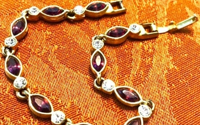 Amethyst & Crystal Gold Plated Bracelet