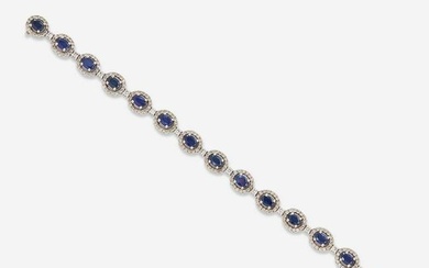 An 18K White Gold, Sapphire, and Diamond Bracelet
