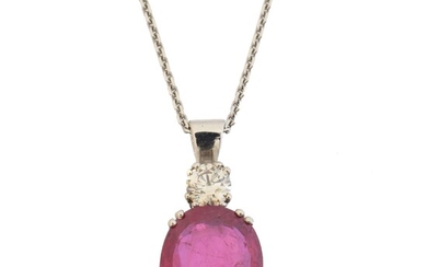 An 18ct gold ruby and diamond pendant