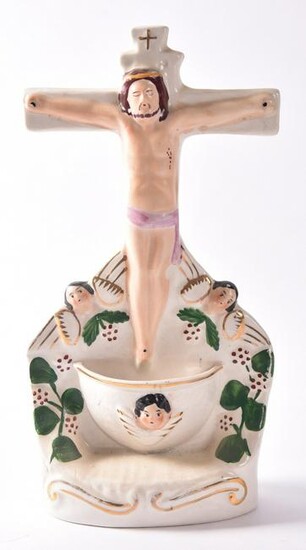 An Antique Staffordshire Holy Water Font, 19th Century