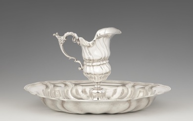 An Augsburg silver basin and ewer