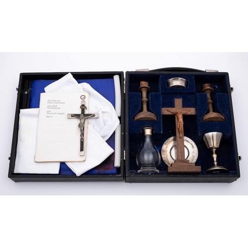 An Elizabeth II silver travelling communion set, maker A R M...
