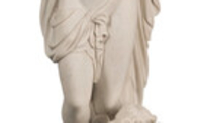 An Italian Carrar Marble Figure of a Woman with Child on Marble Base