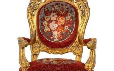 An Italian Rococo Style Giltwood Armchair
