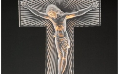 An R. Lalique Glass Christ Glass Luminaire on Ch