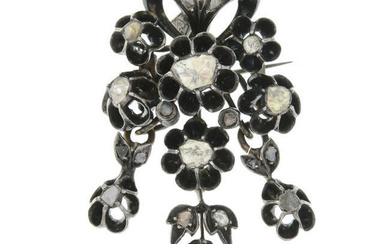 An early 19th century silver rose-cut diamond drop pendant/brooch.