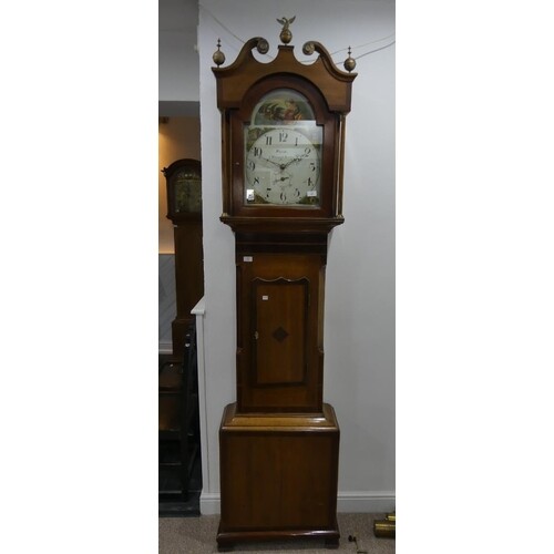 An early 19thC inlaid oak 30-hour Longcase Clock, the painte...