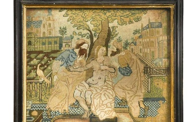 An embroidered panel, 17th century