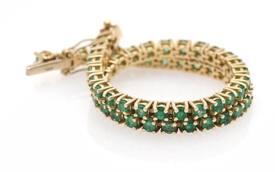 SOLD. An emerald bracelet set with numerous circular-cut emeralds weighing a total of app. 3.40 ct., mounted in 18k gold. L. app. 18.5 cm. – Bruun Rasmussen Auctioneers of Fine Art