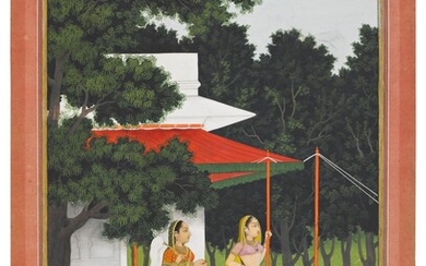 An illustration to a Ragamala series: Madhumadhavi Ragini, ascribed to Puran Nath (Hunhar II), India, Provincial Mughal, Faizabad, circa 1765