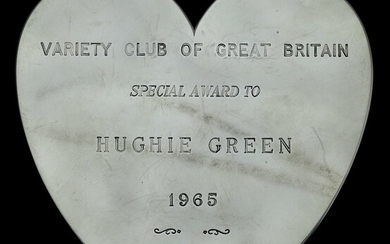 An impressive silver heart-shaped plaque, machine-impressed 'Variety Club of Great Britain Spec...