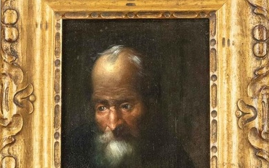 Anonymous 18th century artist, small tronie of a bearded old man, oil on wood, unsigned, 12.5 x 10.5