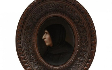 Antique Porcelain Portrait Plaque of Savonarola