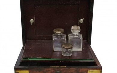 Antique Writers Desk Writing Box With Ink Jars