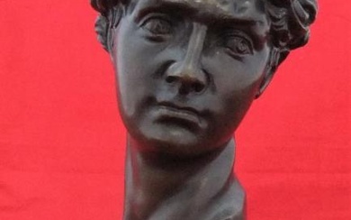 Antique unmarked, heavy bronze "Head of David", after Michelangelo...
