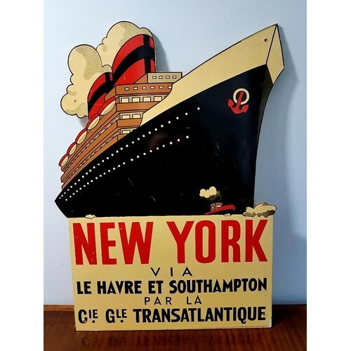 Art Deco Design Liner Advertising Board Depicting Cruise Shi...