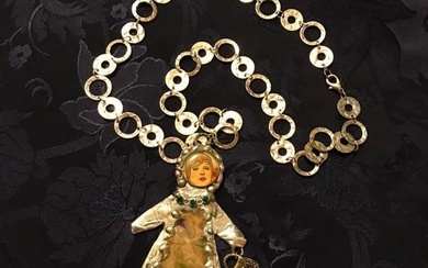 Art Deco Doll Collage Necklace