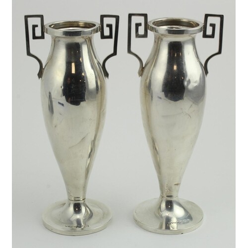 Art Deco pair of silver vases (they have a few small dents t...